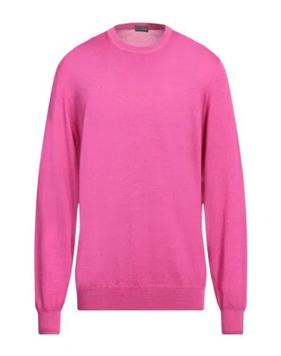 Drumohr Man Sweater Fuchsia Size 48 Super 140s Wool In Pink