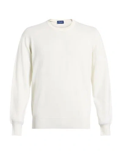 Drumohr Man Sweater Ivory Size 44 Super 140s Wool In White