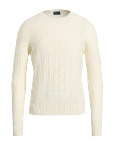 Drumohr Man Sweater Ivory Size 46 Merino Wool In White