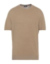Drumohr Man Sweater Khaki Size 44 Flax, Polyester In Beige