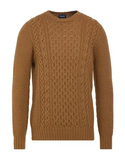 Drumohr Man Sweater Light Brown Size 40 Lambswool In Sand