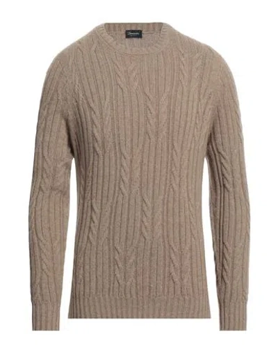 Drumohr Man Sweater Light Brown Size 42 Cashmere In Beige