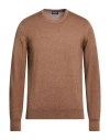 Drumohr Man Sweater Light Brown Size 48 Merino Wool