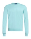 Drumohr Man Sweater Light Green Size 42 Super 140s Wool In Blue