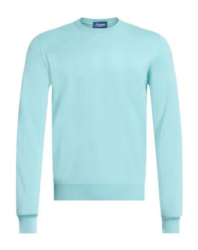 Drumohr Man Sweater Light Green Size 42 Super 140s Wool In Blue