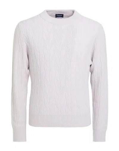 Drumohr Crewneck Sweater Textured Knit Ribbed Hem Cuffs In White