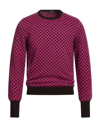 Drumohr Man Sweater Magenta Size 44 Cashmere In Purple