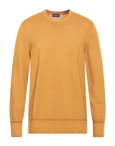 Drumohr Man Sweater Mandarin Size 46 Merino Wool In Orange