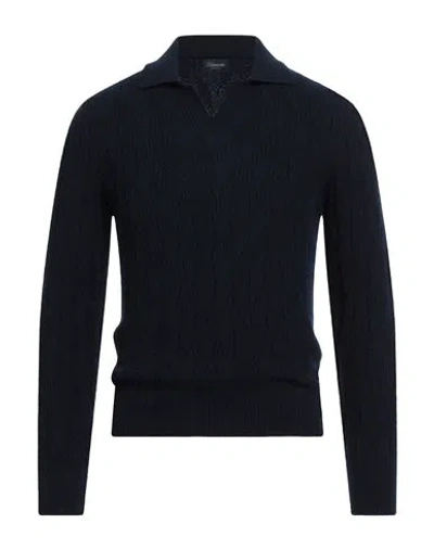 Drumohr Man Sweater Midnight Blue Size 36 Lambswool