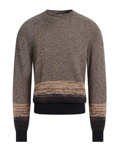 Drumohr Man Sweater Midnight Blue Size 42 Cashmere In Brown