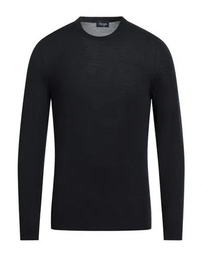 Drumohr Man Sweater Midnight Blue Size 42 Merino Wool