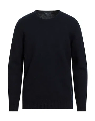 Drumohr Man Sweater Midnight Blue Size 50 Lambswool In Black