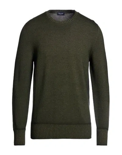 Drumohr Man Sweater Military Green Size 40 Merino Wool