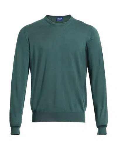 Drumohr Man Sweater Military Green Size 42 Super 140s Wool