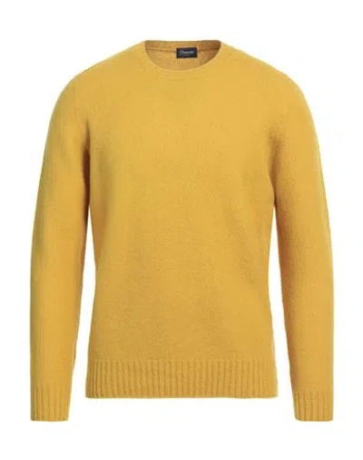 Drumohr Man Sweater Mustard Size 44 Lambswool In Yellow