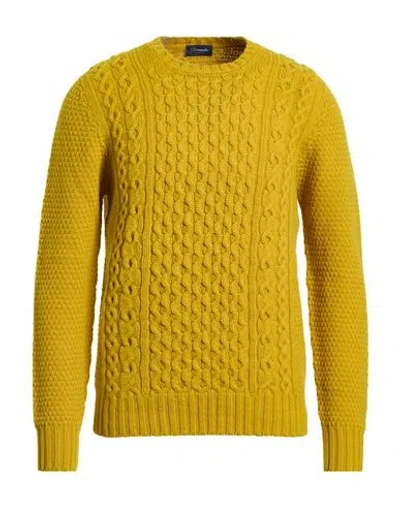 Drumohr Man Sweater Mustard Size 44 Lambswool In Yellow