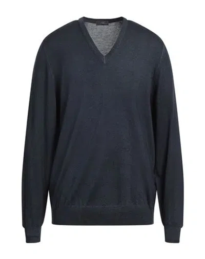 Drumohr Man Sweater Navy Blue Size 3xl Super 140s Wool In Navy Blue