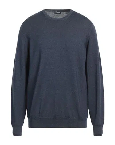 Drumohr Man Sweater Navy Blue Size 44 Merino Wool