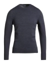 Drumohr Man Sweater Navy Size 38 Merino Wool In Gray