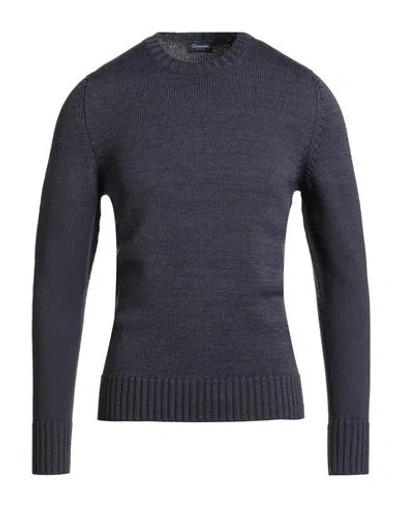 Drumohr Man Sweater Navy Size 38 Merino Wool In Gray
