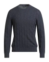 Drumohr Man Sweater Navy Size 40 Merino Wool In Blue