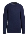 Drumohr Man Sweater Navy Size 42 Cashmere In Blue