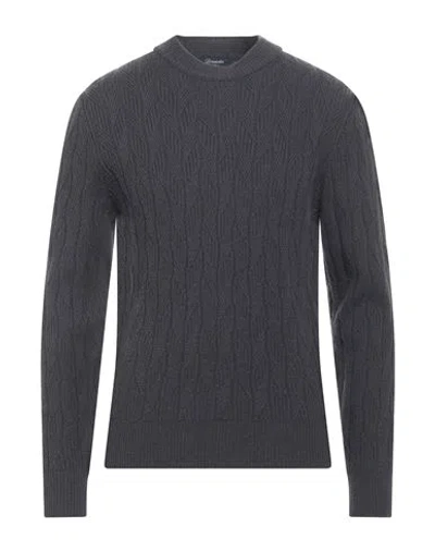 Drumohr Man Sweater Navy Size 44 Merino Wool In Blue