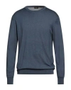 Drumohr Man Sweater Navy Size 46 Cashmere, Silk In Blue