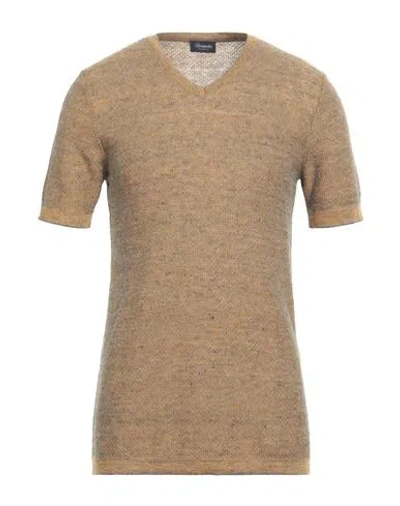 Drumohr Man Sweater Ocher Size 38 Linen, Cotton In Neutral