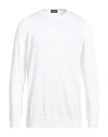 Drumohr White Crew-neck Sweater With Ribbed Cuffs