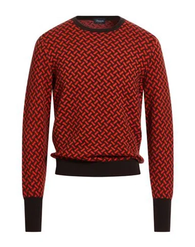 DRUMOHR DRUMOHR MAN SWEATER ORANGE SIZE 46 CASHMERE
