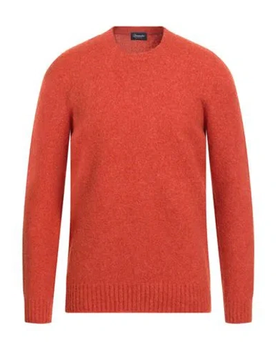 Drumohr Man Sweater Orange Size 46 Lambswool In Multi