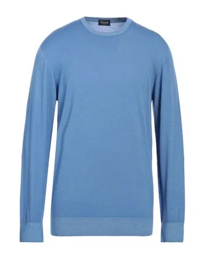 Drumohr Man Sweater Pastel Blue Size 46 Merino Wool