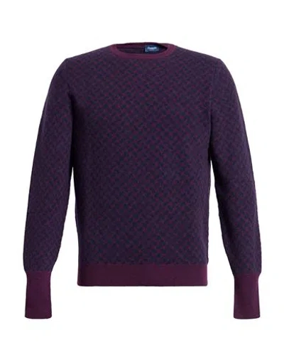 Drumohr Man Sweater Plum Size 44 Cashmere In Purple