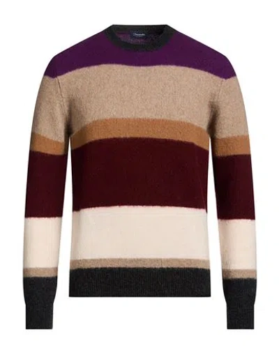 Drumohr Man Sweater Purple Size 44 Lambswool In Multi