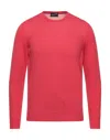 Drumohr Ribbed Crewneck Sweater With Cuffs And Hem In Red