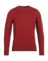 Drumohr Man Sweater Rust Size 38 Merino Wool In Red