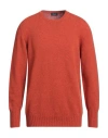 Drumohr Man Sweater Rust Size 44 Lambswool In Red
