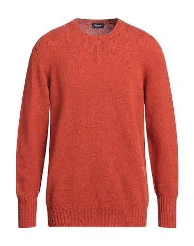 Drumohr Man Sweater Rust Size 44 Lambswool In Red