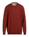 Drumohr Man Sweater Rust Size 48 Super 140s Wool In Red