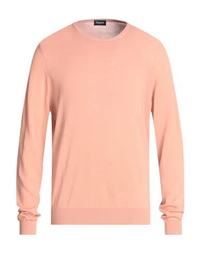 Drumohr Man Sweater Salmon Pink Size 40 Cotton