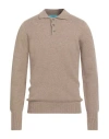 Drumohr Man Sweater Sand Size 40 Lambswool In Neutral