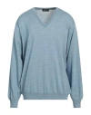 Drumohr Man Sweater Sky Blue Size 34 Merino Wool