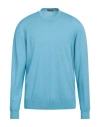 Drumohr Man Sweater Sky Blue Size 42 Super 140s Wool In Blue