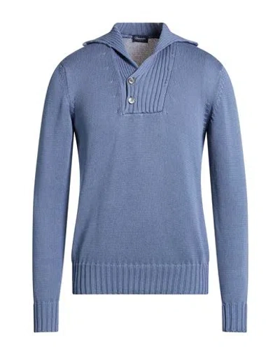 Drumohr Man Sweater Slate Blue Size 40 Cotton