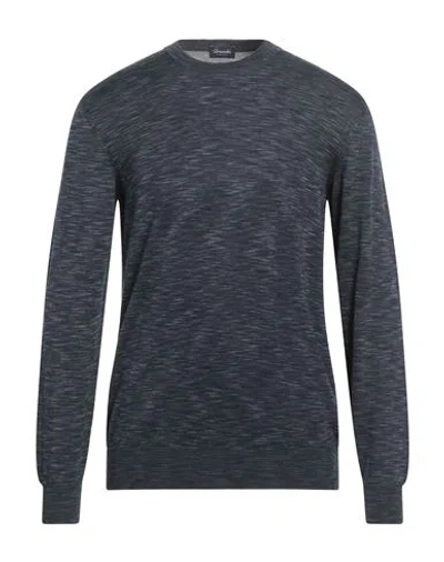 Drumohr Man Sweater Slate Blue Size 40 Cotton