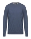 Drumohr Man Sweater Slate Blue Size 42 Cotton, Linen