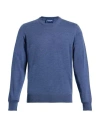 Drumohr Man Sweater Slate Blue Size 42 Merino Wool