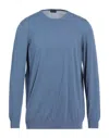 Drumohr Man Sweater Slate Blue Size 44 Cotton