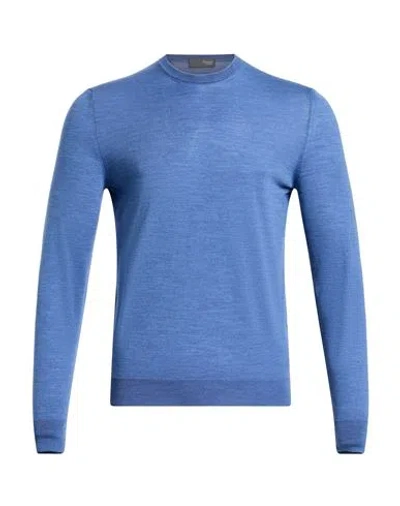 Drumohr Man Sweater Slate Blue Size 46 Merino Wool In Black
